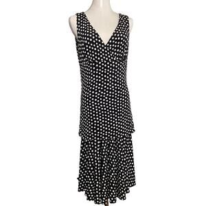 dressbarn Black and White Polka Dot Midi Dress